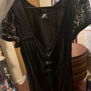 Hot Topic Cosmic Aura Black Lace-Up Chemise